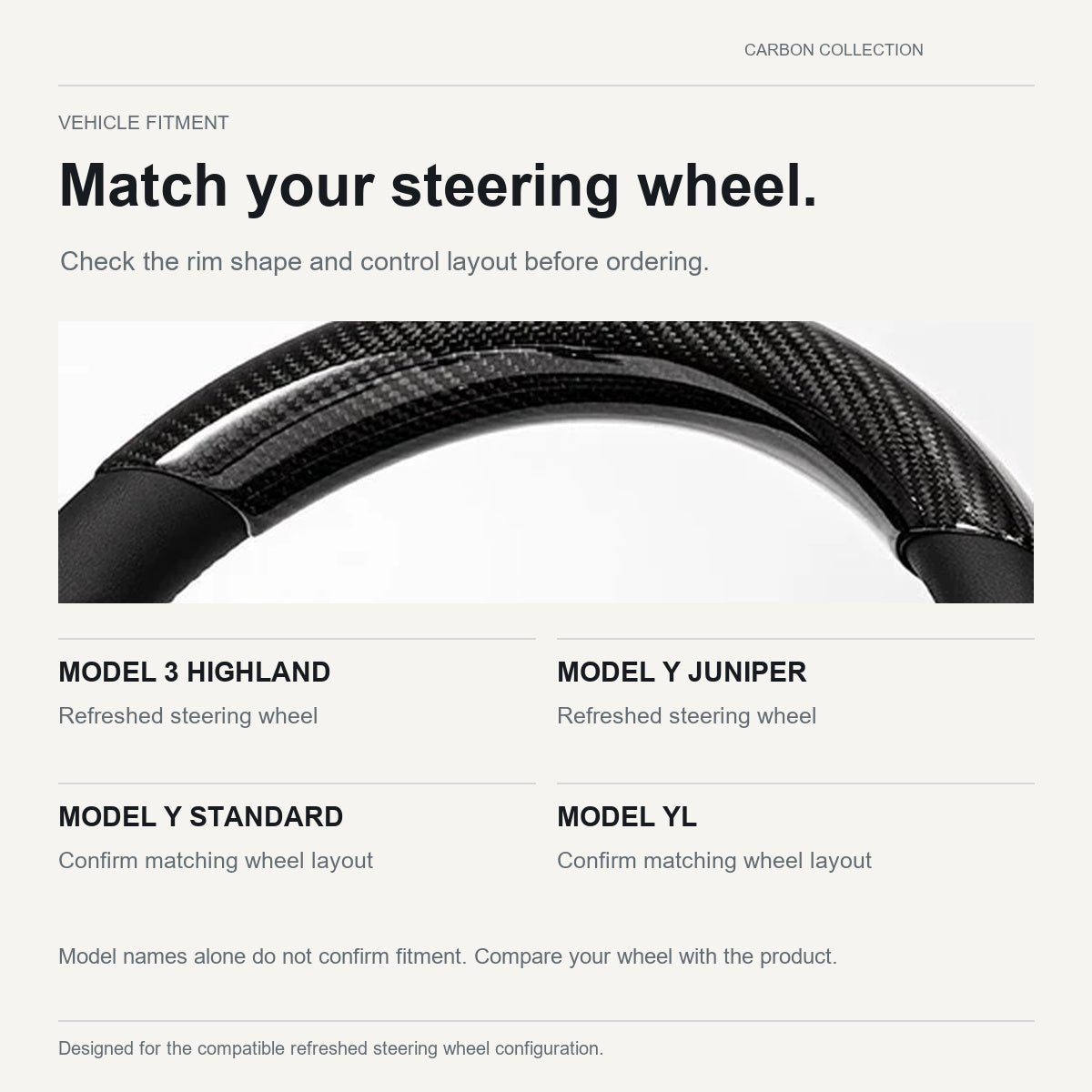 Steering Wheel Trim Covers for Model Y Juniper / Model 3 Highland | Real Dry Carbon Fiber - Tesery Official Store