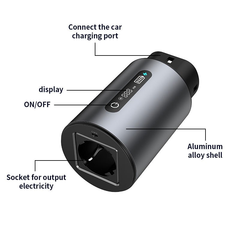 Adaptador Premium Tipo 2 V2L 3 5kW Ecr Digital Liga De Alum nio UK AU EU adaptador-premium-tipo-2-v2l-3-5kw-ecr-digital-liga-de-alum-nio-uk-au-eu