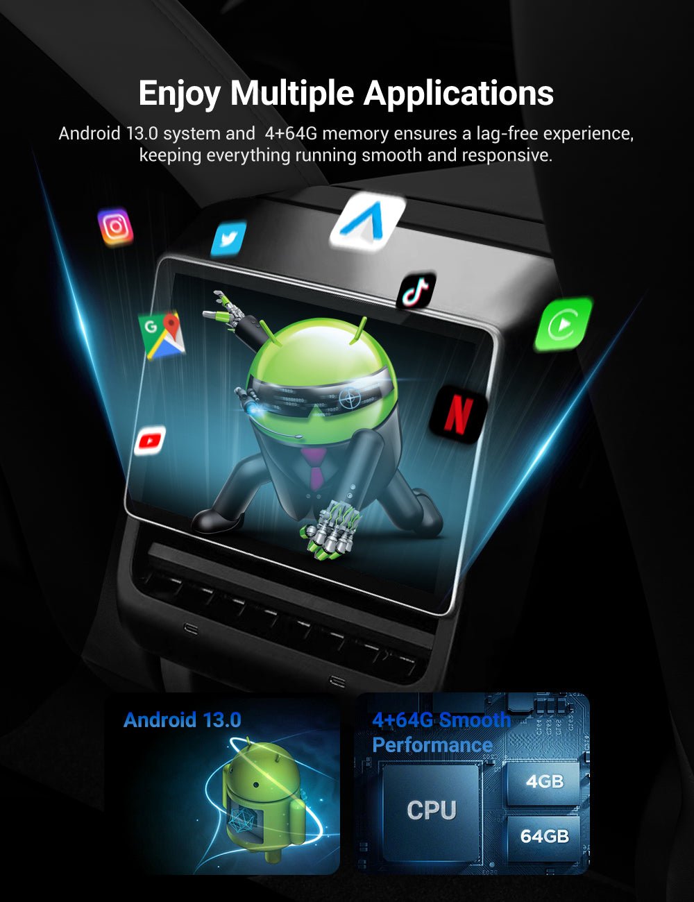 8 Inch 4G Android Rear Entertainment Screen Display for Model Y / 3