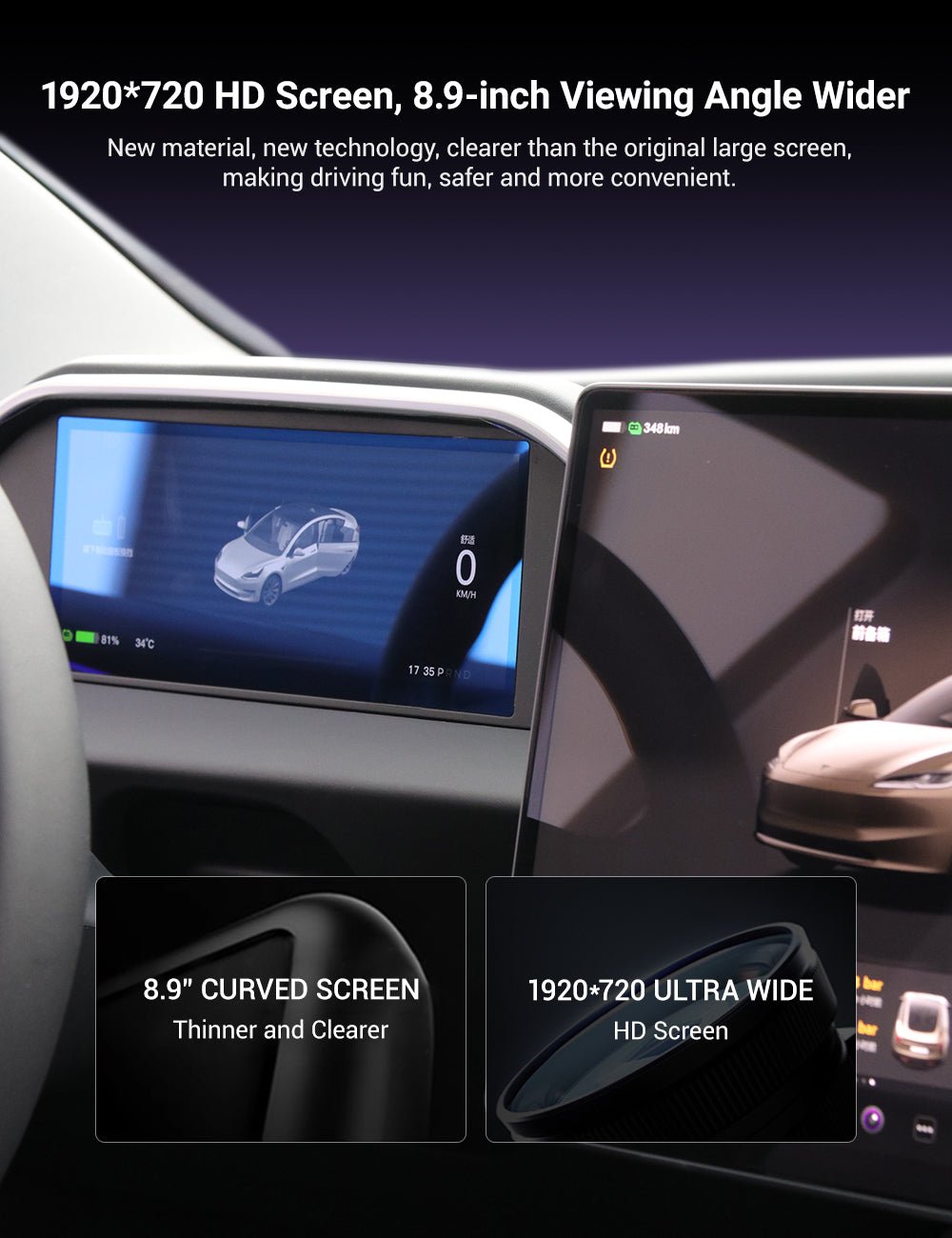 Model 3 Highland Dashboard Display with Ambient Lighting