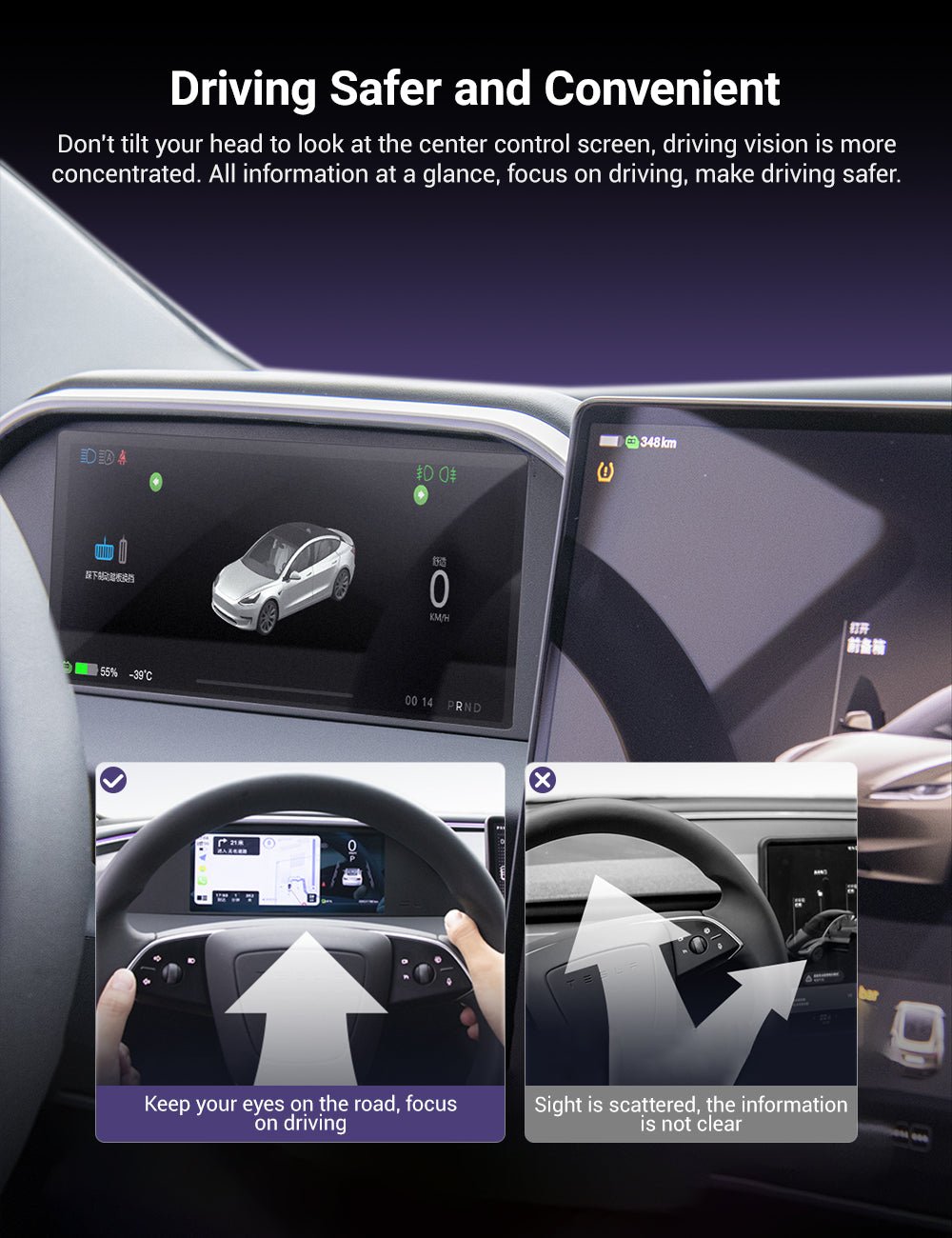 Model 3 Highland Dashboard Display with Ambient Lighting