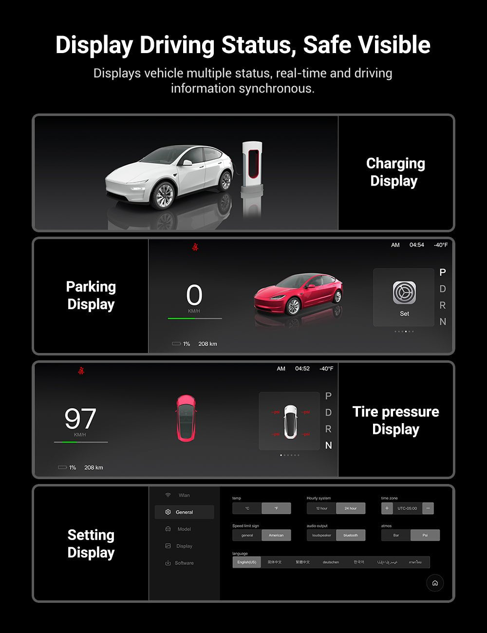 テスラ Model 3/Y ダッシュボードディスプレイ CarPlay＆アンビエント
