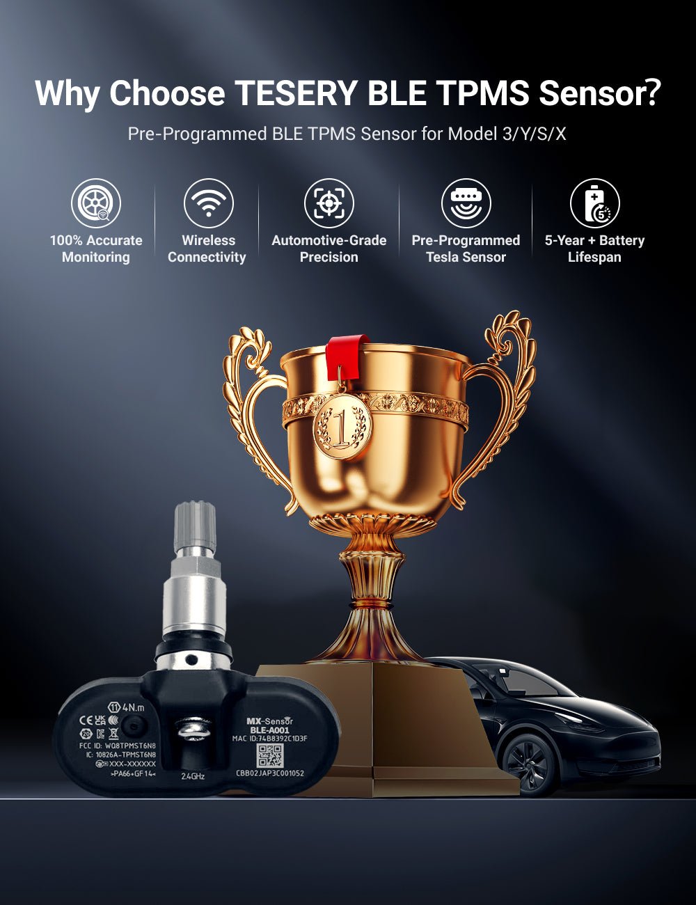 Tesla BLE Bluetooth Tire Pressure Monitoring Sensor(TPMS)