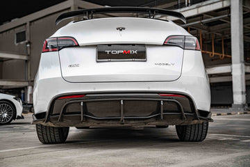 Tesla modeli y için tesery× cmst karbon fiber arka difüzör ver.2