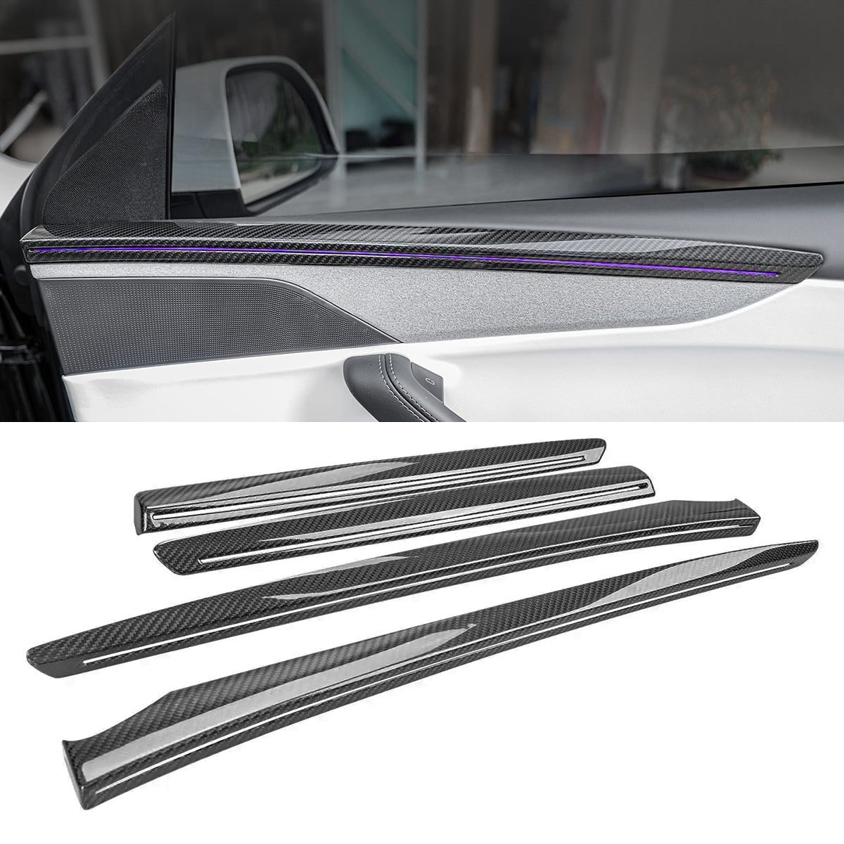 TESERY Dry Carbon Fiber Door Trim Cover for Tesla Model Y Juniper - Tesery Official Store