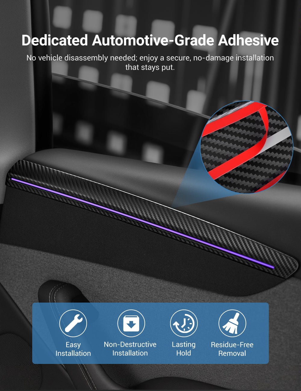 TESERY Dry Carbon Fiber Door Trim Cover for Tesla Model Y Juniper - Tesery Official Store