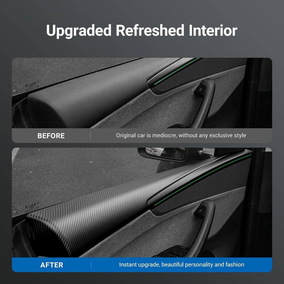 TESERY Dry Carbon Fiber Full Upper Oversized Extended Door Panel Overlays for Model Y Juniper - Tesery Official Store