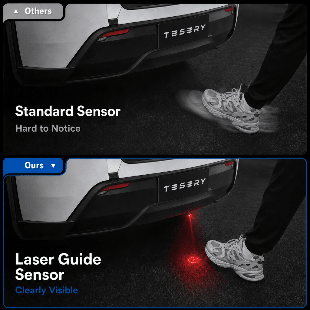 TESERY Laser-Guided Kick-to-Open Trunk Sensor Light for Model Y (2020–2026) - Tesery Official Store