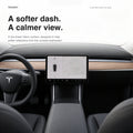 Matte black flannel dashboard mat adds a low-sheen fabric surface to the legacy Model 3 cabin.