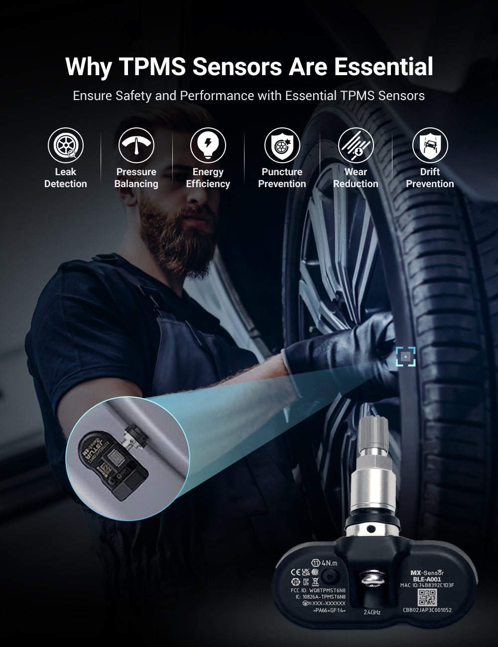 テスラ純正BLE Bluetoothタイヤ空気圧監視センサー（TPMS）