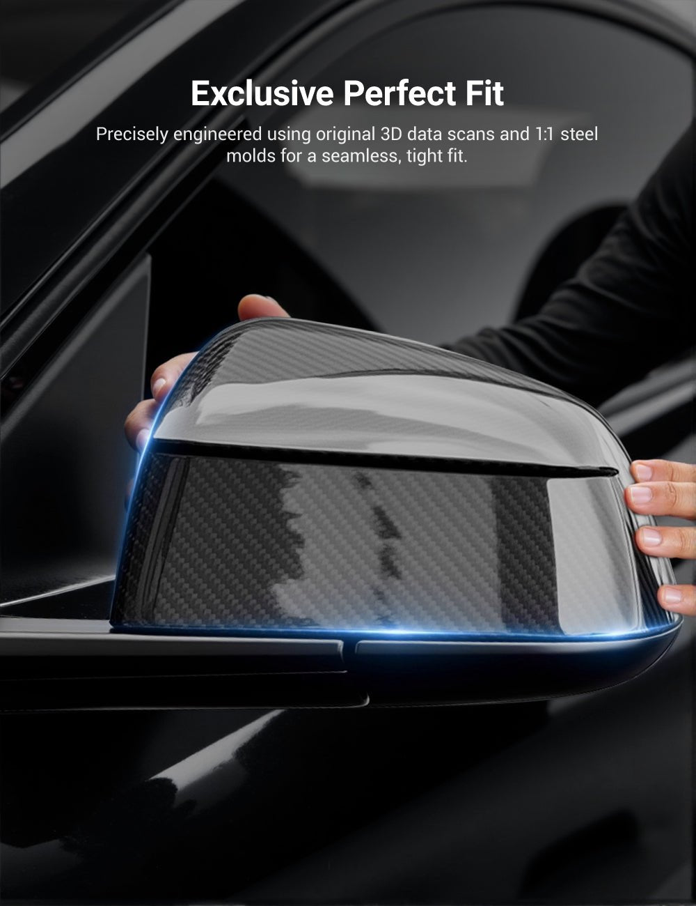 TESERY Side Mirror Cover for Tesla Model Y Juniper ( OEM Style ) - Dry Carbon Fiber Exterior Mods - Tesery Official Store