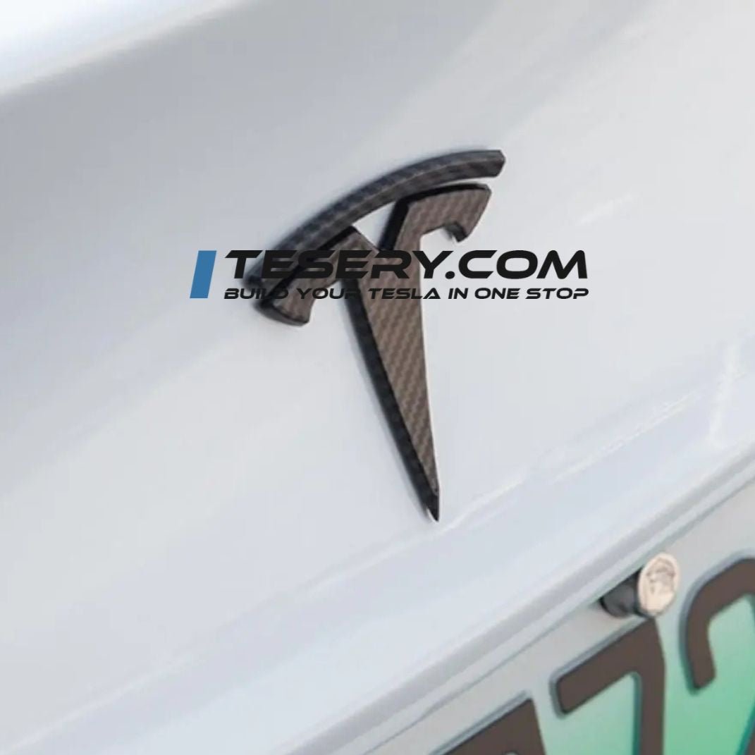 Tesla Model Y Matte Black Front & Rear Emblem Set – OEM Upgrade Frunk T Badge Logo