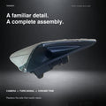 Model 3 chrome side repeater assembly on a graphite studio background