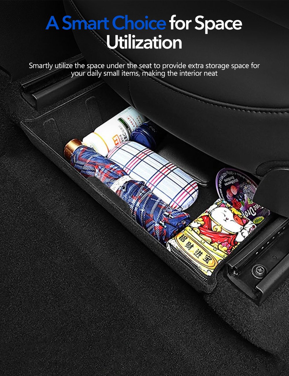 Shop Tesla Model Y Under-Seat Storage Bins | Maximizes Space & Easy Access