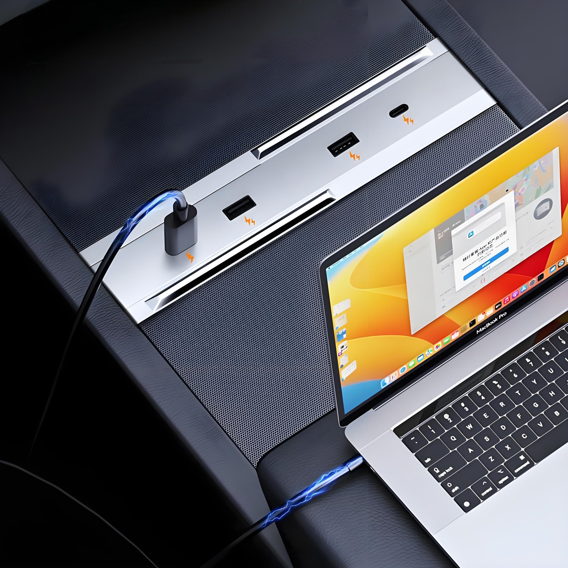 65W USB Hub Model 3 Highland Model Y Juniper Dual USB-C USB-A Fast Charging