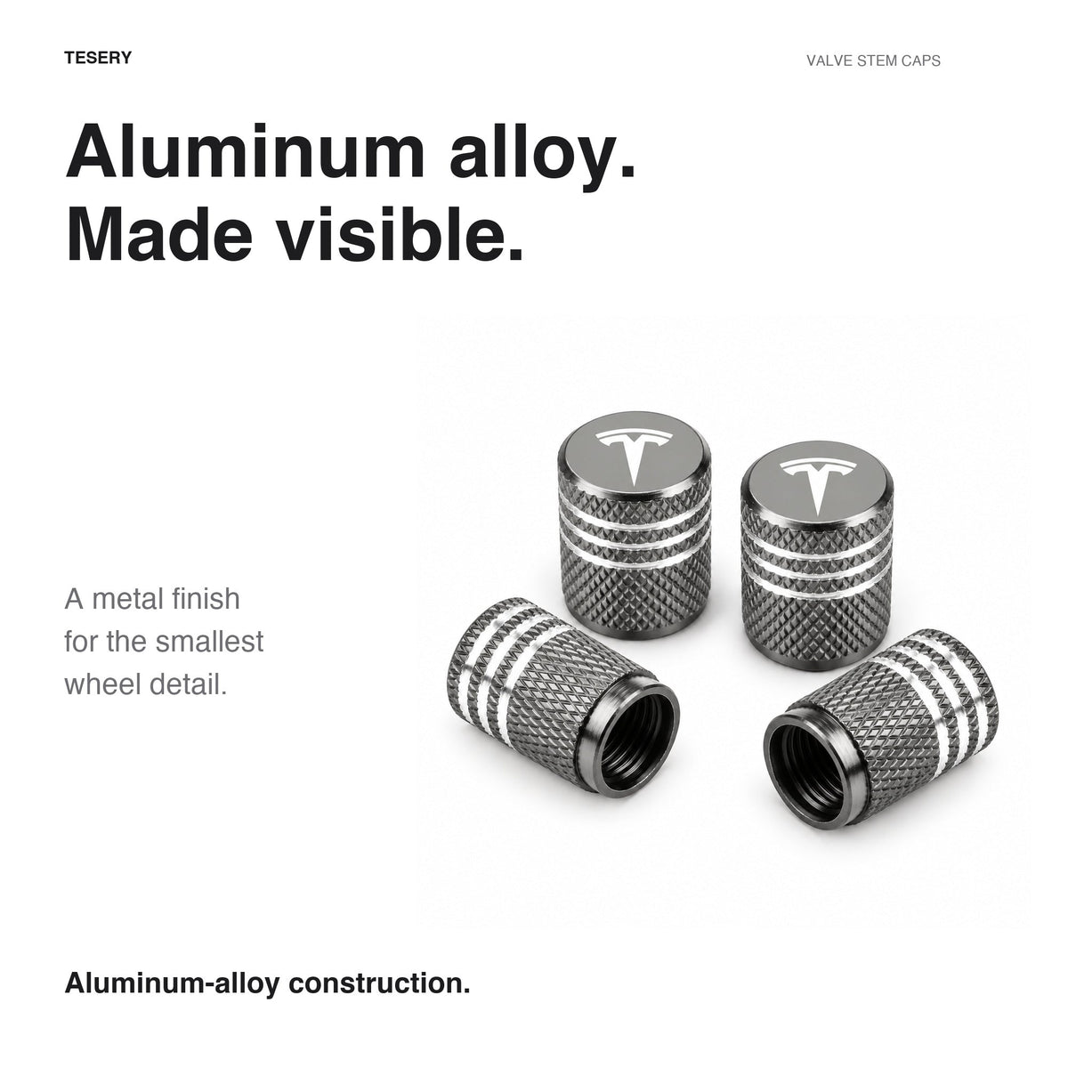Valve Stem Caps 4 Pack Fit Suitable for Tesla 3/Y/S/X 2017-ON - Tesery Official Store