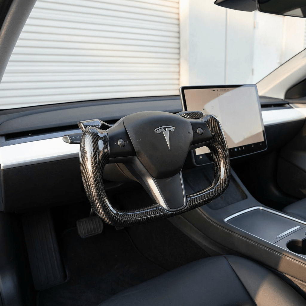 Yoke Full Carbon Fiber Steering Wheel for Tesla Model 3 / Y【Style 29】 - Tesery Official Store