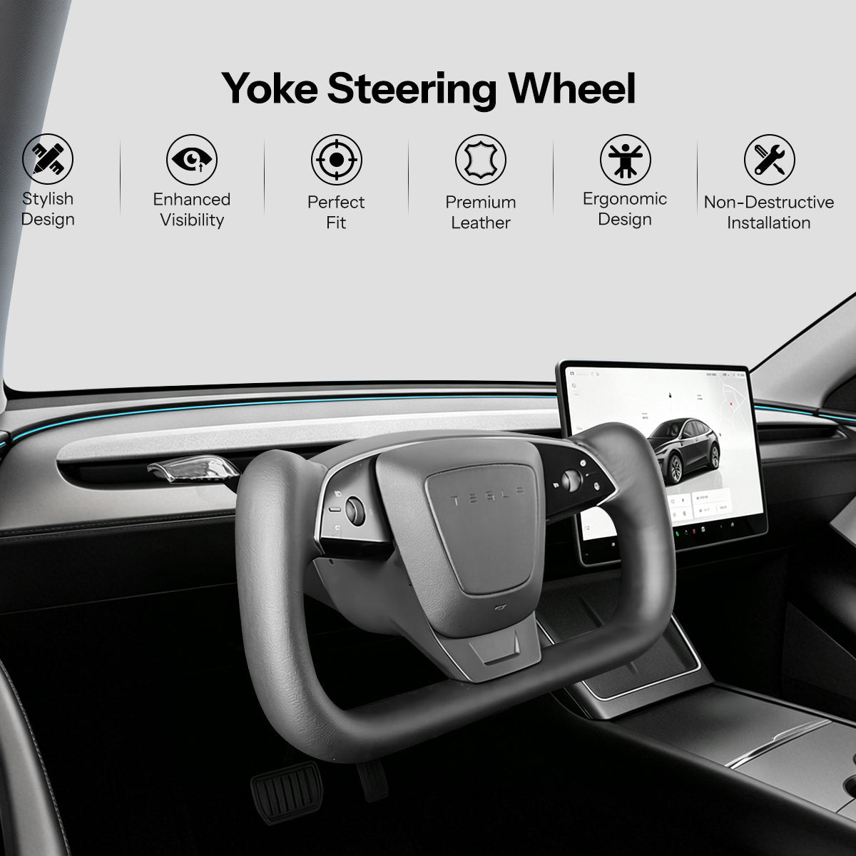 Yoke Steering Wheel for Model Y Juniper / Model 3 Highland【Inspired by Model S/X】 - Tesery Official Store