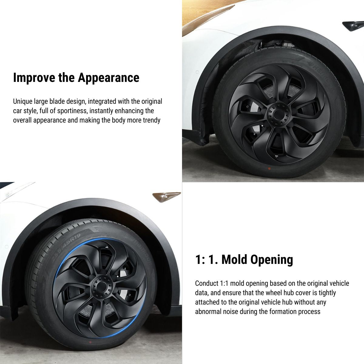19' Big Blade Wheel Covers For Tesla Model Y 2020-2024（4pcs） - Tesery Official Store