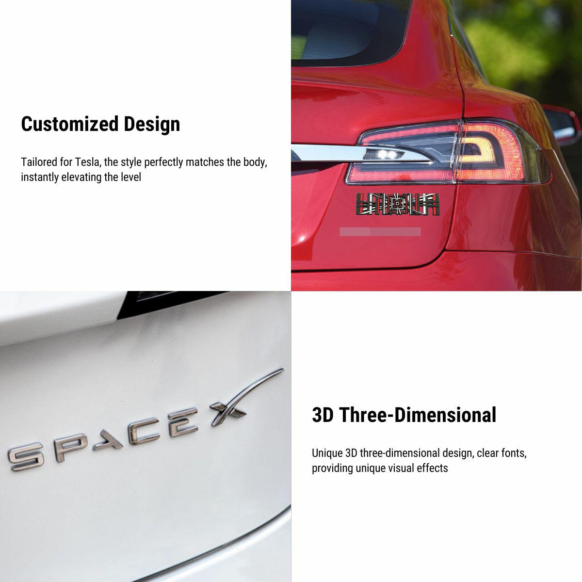 Tesla Model 3/Y/S/X 3D Metal Trunk Emblem Style 2: Red