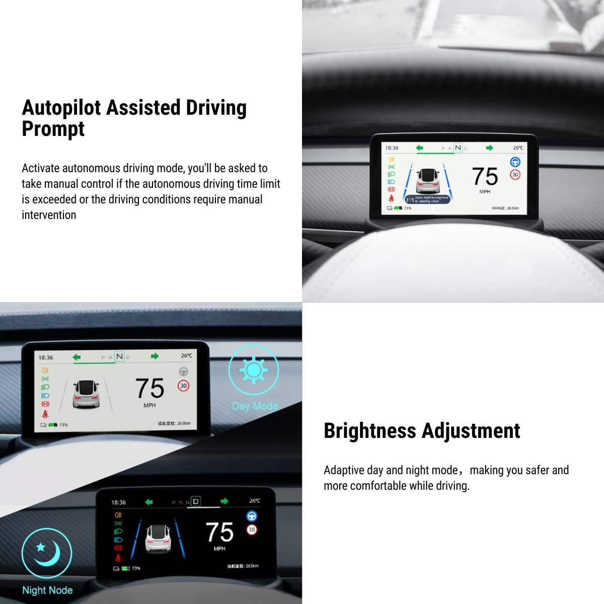 5.16'' Display Dashboard Instrument for Tesla Model 3 / Model Y