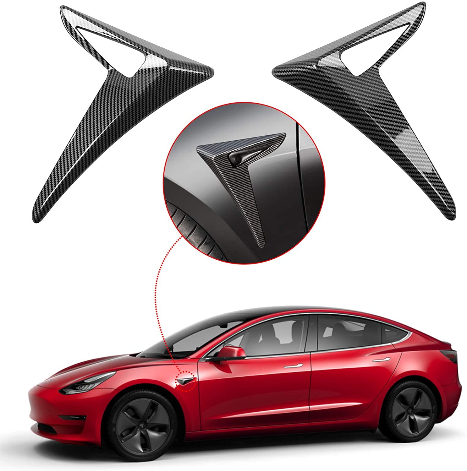 Tesla Model 3 ABS Side Camera Cover Carbon Fiber