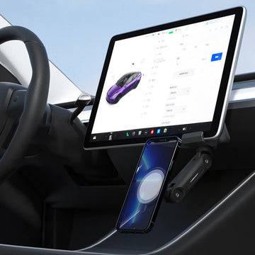 Justerbar magnetisk trådløs bilopladerholder til Tesla Model 3 / Y / S / X