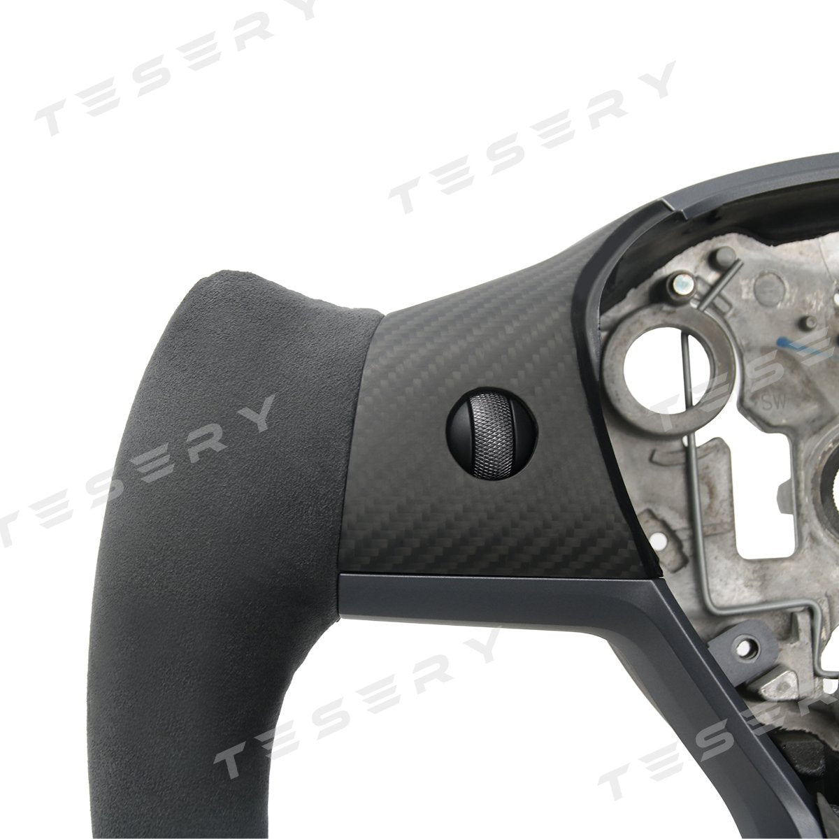 Alcantara Yoke Steering Wheel for Tesla Model 3 / Y【Style 38】 - Tesery Official Store
