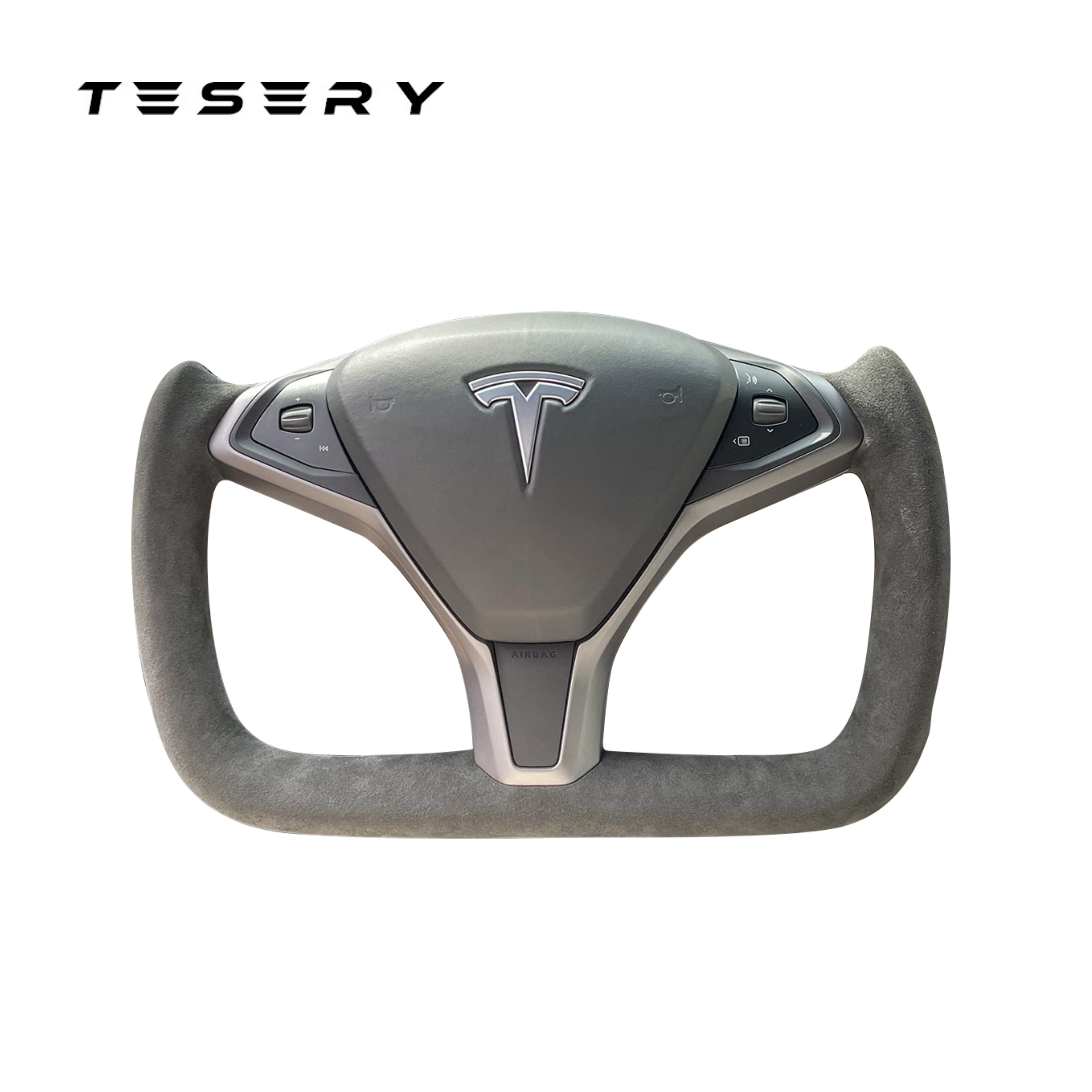 Alcantara Yoke Steering Wheel Replacement for Tesla Model S / X 2012-2020 【Style 15】 - Tesery Official Store