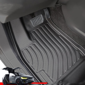 Allwetter-TPE-Auto-Fußmatten für Tesla Model X 2021-2023 (Nur für Fünf sitzer Modell X mit Linkslenker)