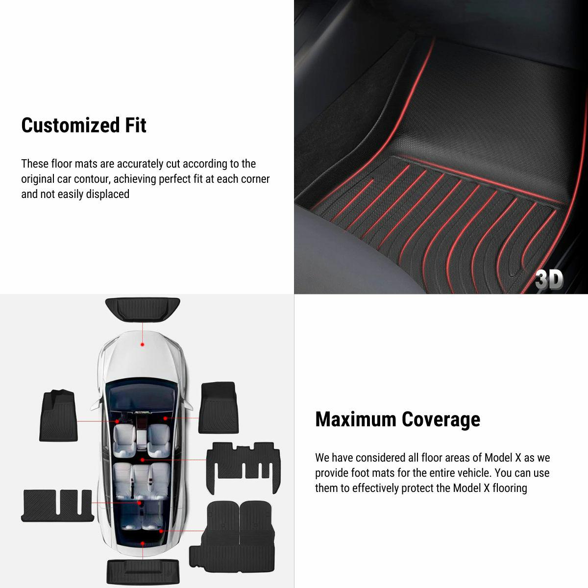 All-Weather TPE Floor Mats for Tesla Model X 2016-2023 [Left Rudder] - Tesery Official Store