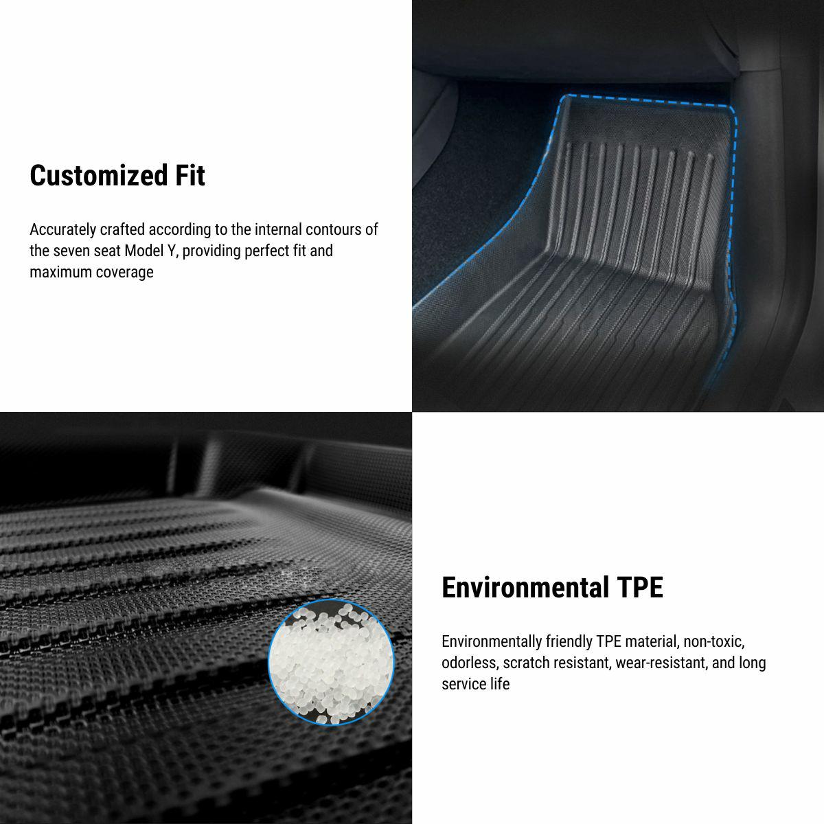 All Weather TPE Floor Mats for Tesla Model Y 7 Seats 2020-2024 [Left Rudder] - Tesery Official Store