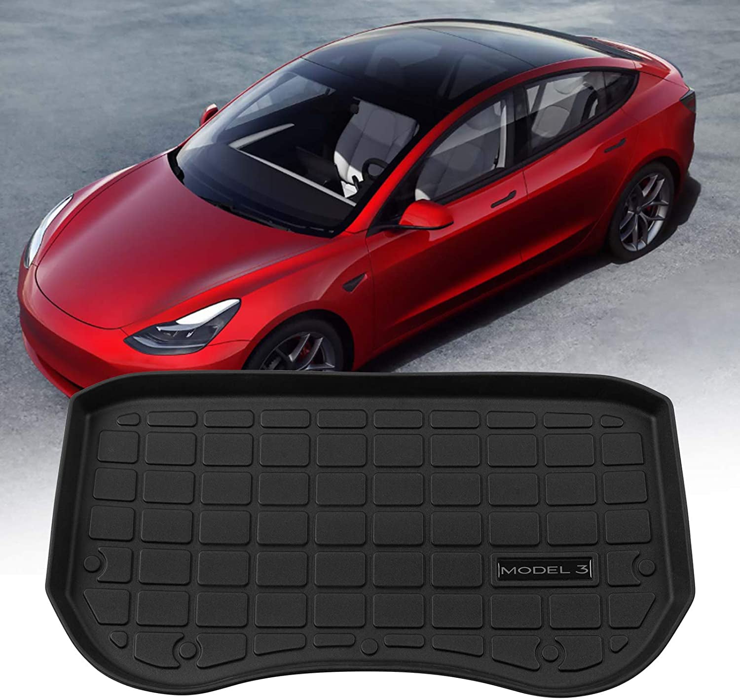 All Weather TPE Front/Rear Trunk Mat for Tesla Model 3 2021-2023.10 - Tesery Official Store