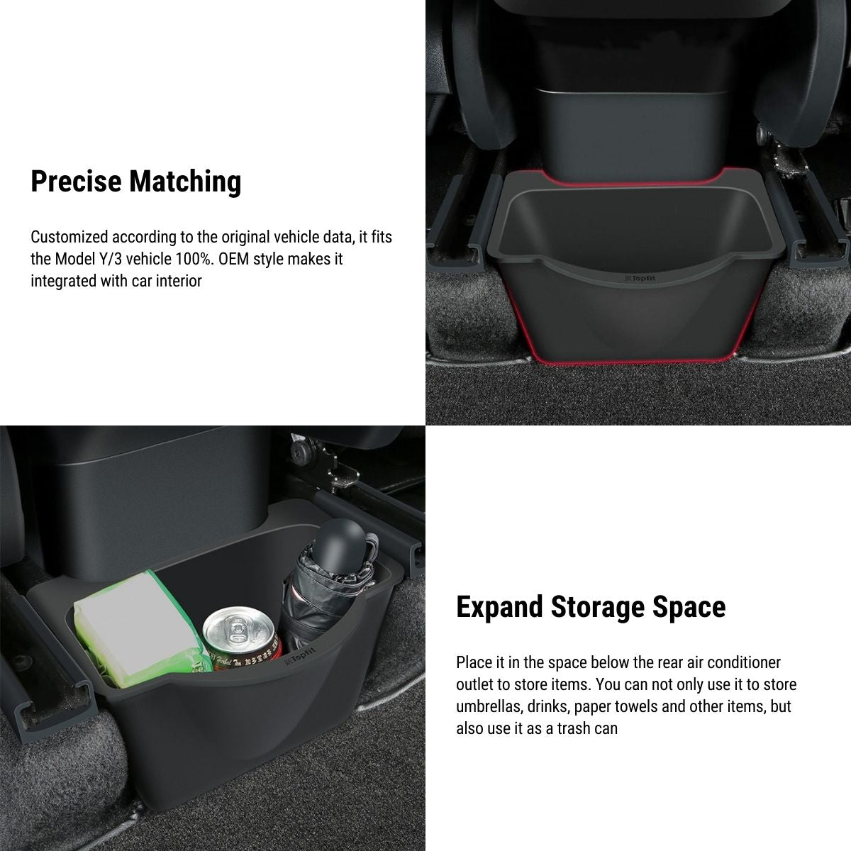 For Tesla Model Y Rear Center Console Storage Box Rear Seat Console Organizer  Box With Lid Trash Can Auto Under Seat Organizer - Stowing Tidying -  AliExpress