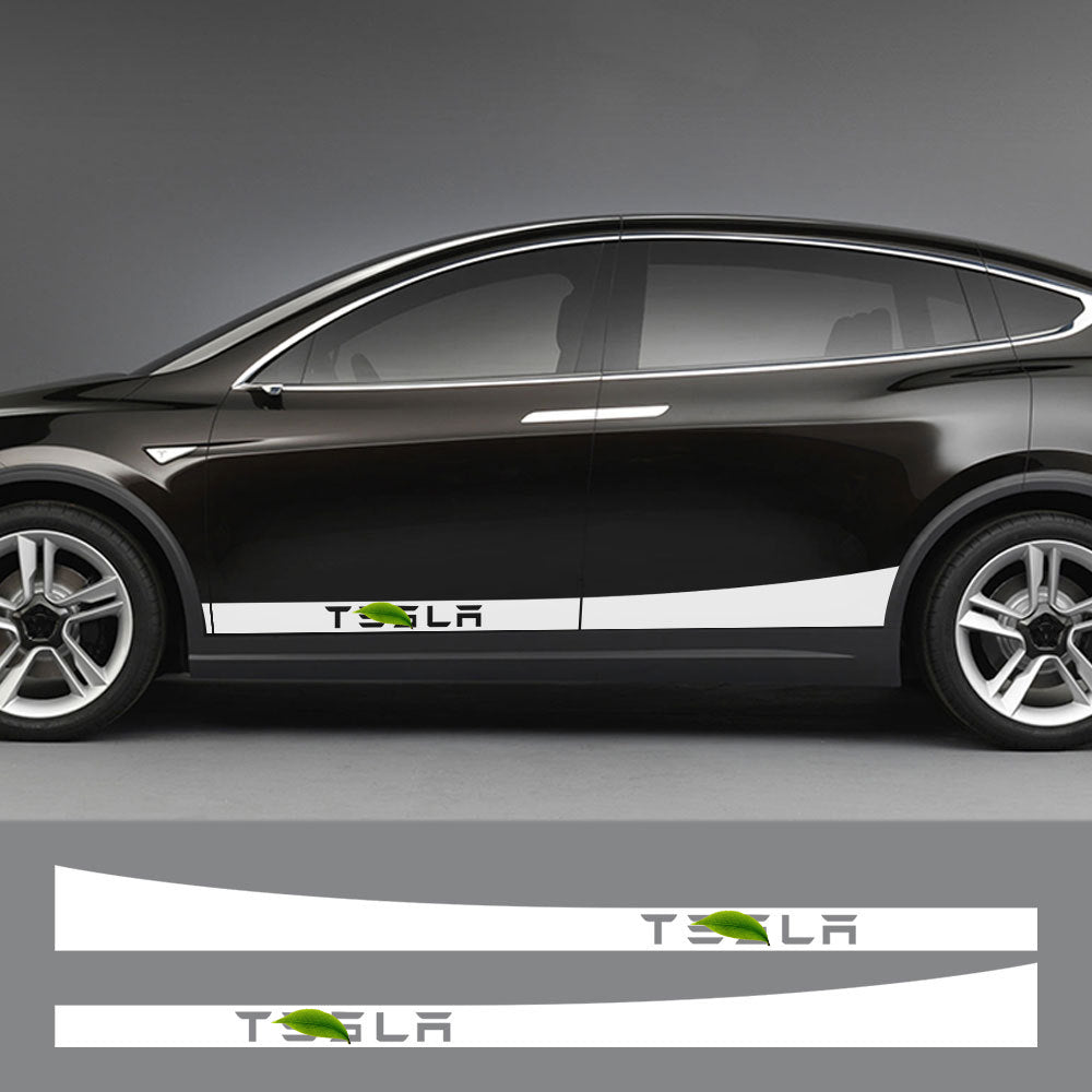 Tesla Mod Sticker Side Skirt Stripe Decals 2-Pack 3 Styles Multiple Colors Scratch Protection