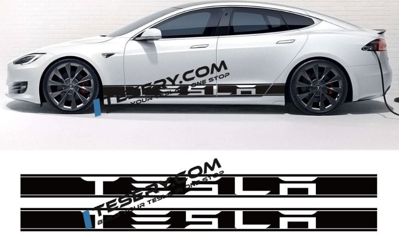 Tesla Mod Sticker Side Skirt Stripe Decals 2-Pack 3 Styles Multiple Colors Scratch Protection