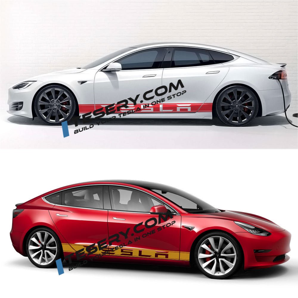 Car Door Side Skirt Stripes Sill Sticker Body Decal for Tesla