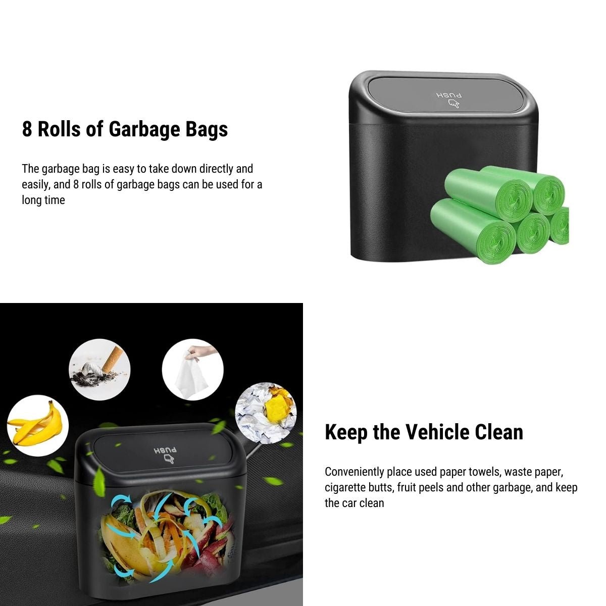Car Trash Can with 8 Rolls of Garbage Bags for Tesla - Tesery Official Store