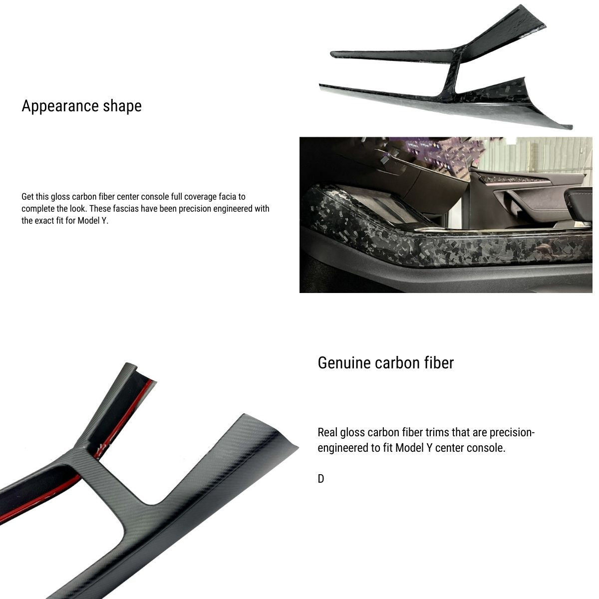 Carbon fiber Center console trim panel for Tesla Model Y 2020-2023 - Tesery Official Store