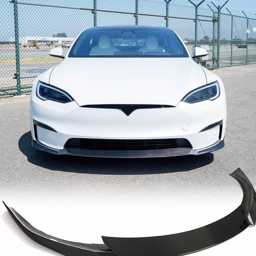 Carbon Fiber Front Lip Spoiler For Tesla Model S 2021-2023 - Tesery Official Store