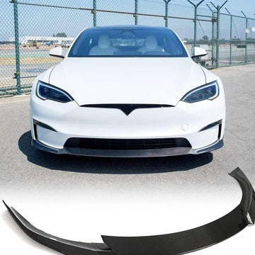 Carbon Fiber Front Lip Spoiler For Tesla Model S 2022-2024