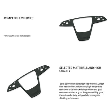 Carbon Fiber Steering Wheel Cover for Tesla Model S/X 2022-2024