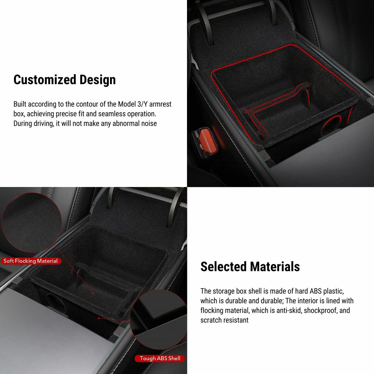 Center Console Tray Armrest Box Storage Box for Tesla Model 3 2021-2023.10 / Model Y 2020-2024 - Tesery Official Store