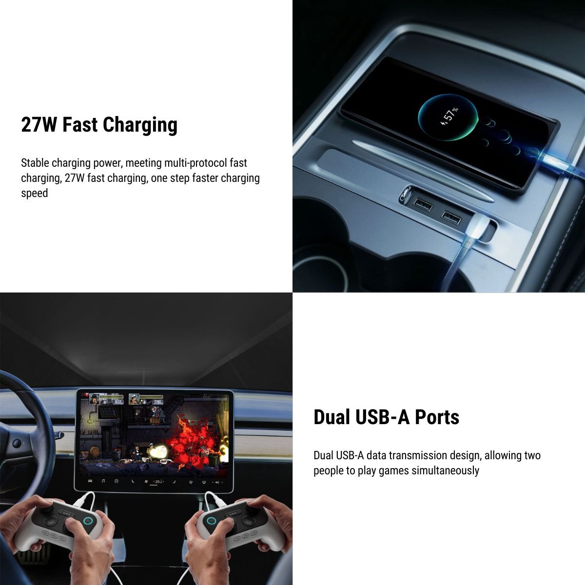 Center Console USB HUB Adapter for Model 3 Model Y 2021-2023【NEW】 - Tesery Official Store