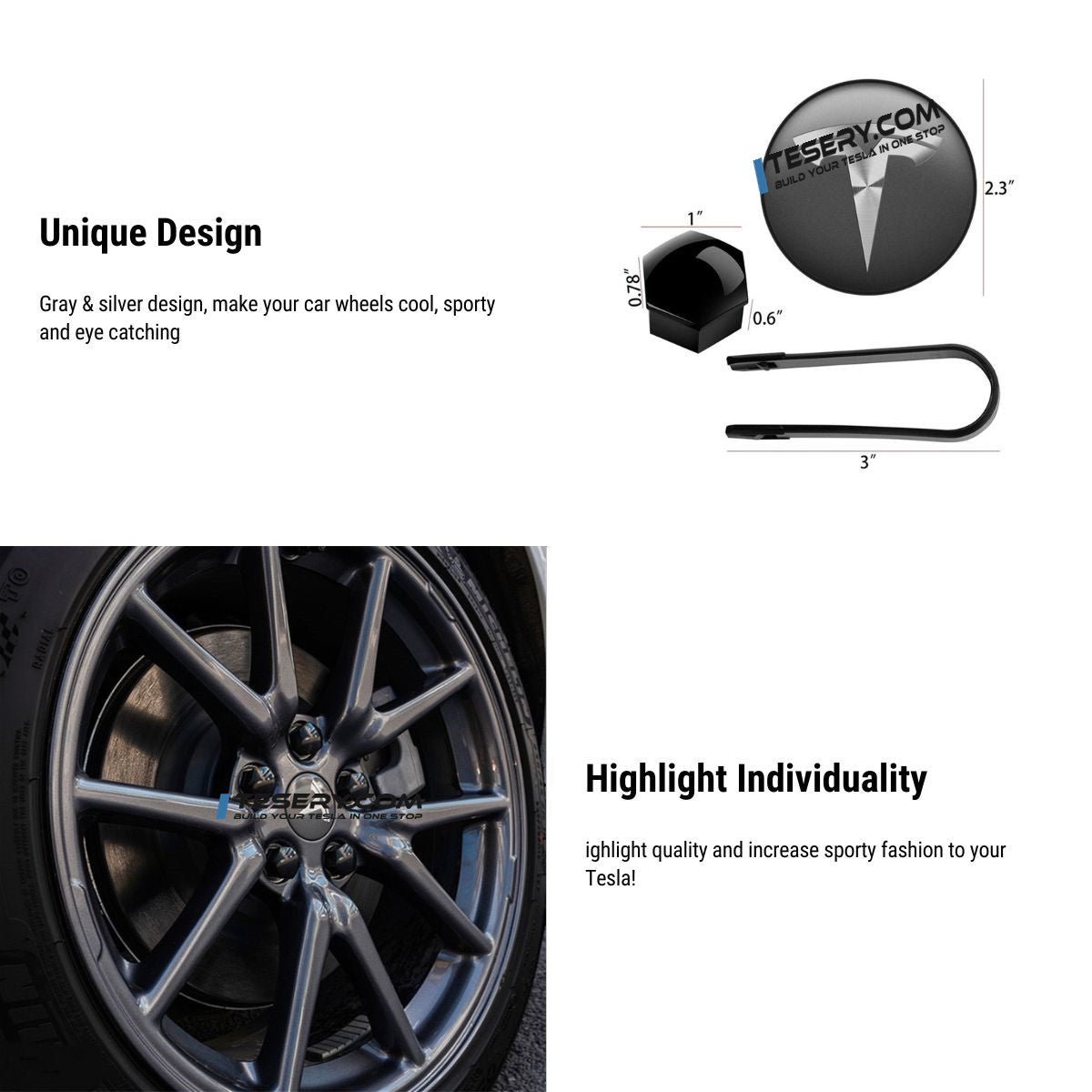 Center Wheel Center Cap Kit With Puller for Tesla Model 3/Y/S/X - Tesery Official Store