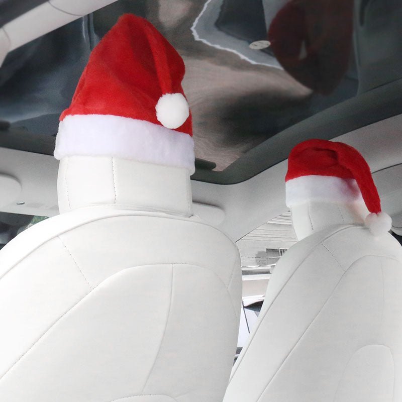 Christmas hat Headrest (2 hats with 2 pair of eyes for front and rear seat)for Tesla Model 3/S/Y/X - Tesery Official Store