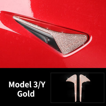 Crystal side label decoration for Tesla Model 3/Y (2017-2023)