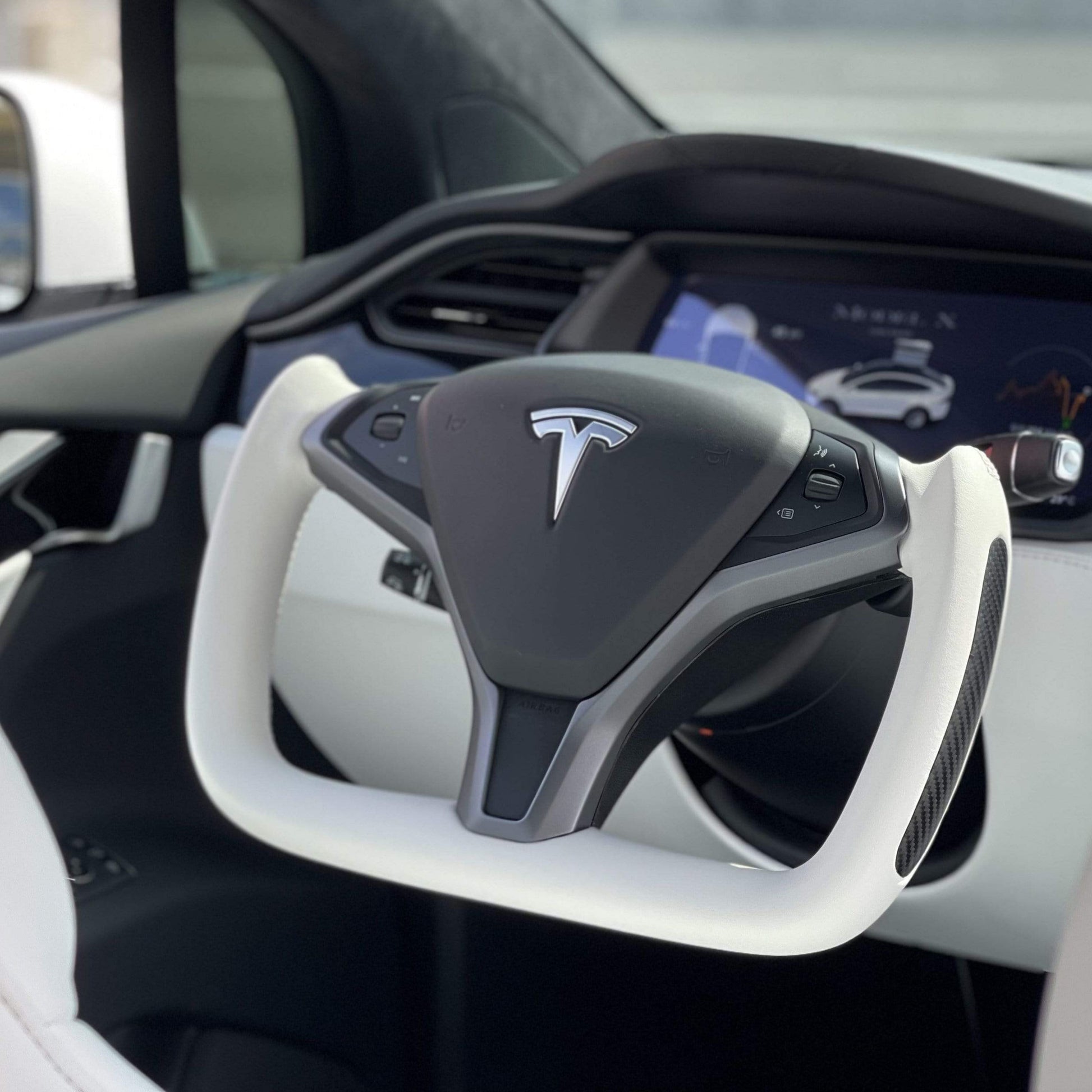 Custom Carbon Fiber Yoke Steering Wheel Replacement for Tesla Model S / X 2012-2020 【Style 14】 - Tesery Official Store