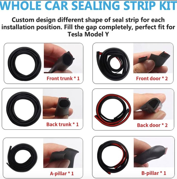 Door Seal Rubber Kit Full-Body Noise Reduction for Model Y 2020-2023 - Tesery Official Store