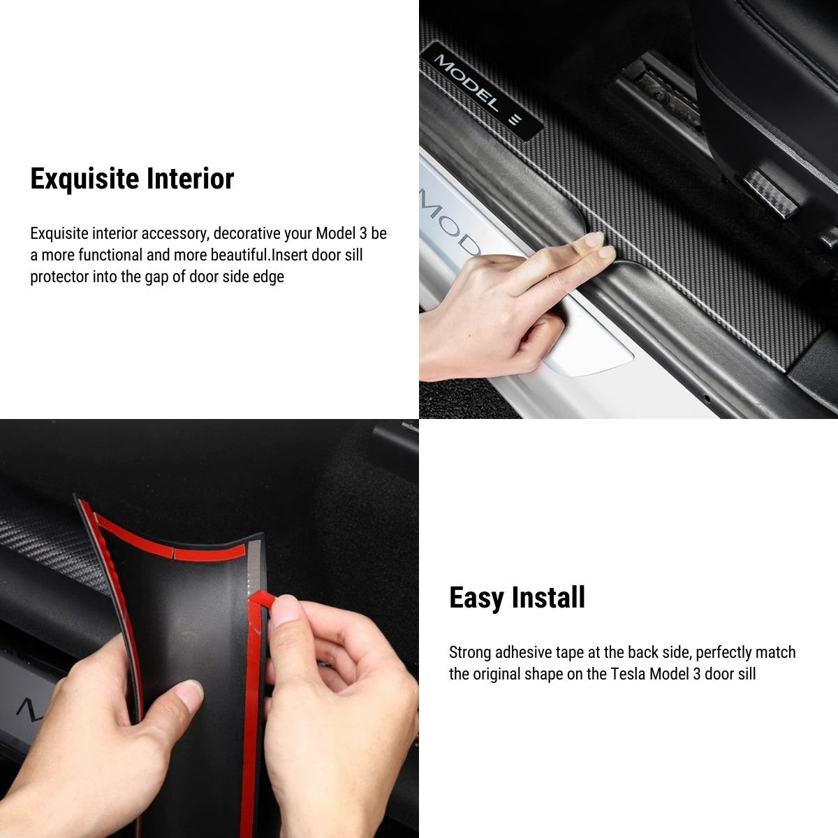 Door Sill Protector Front & Rear for Tesla Model 3 - Tesery Official Store